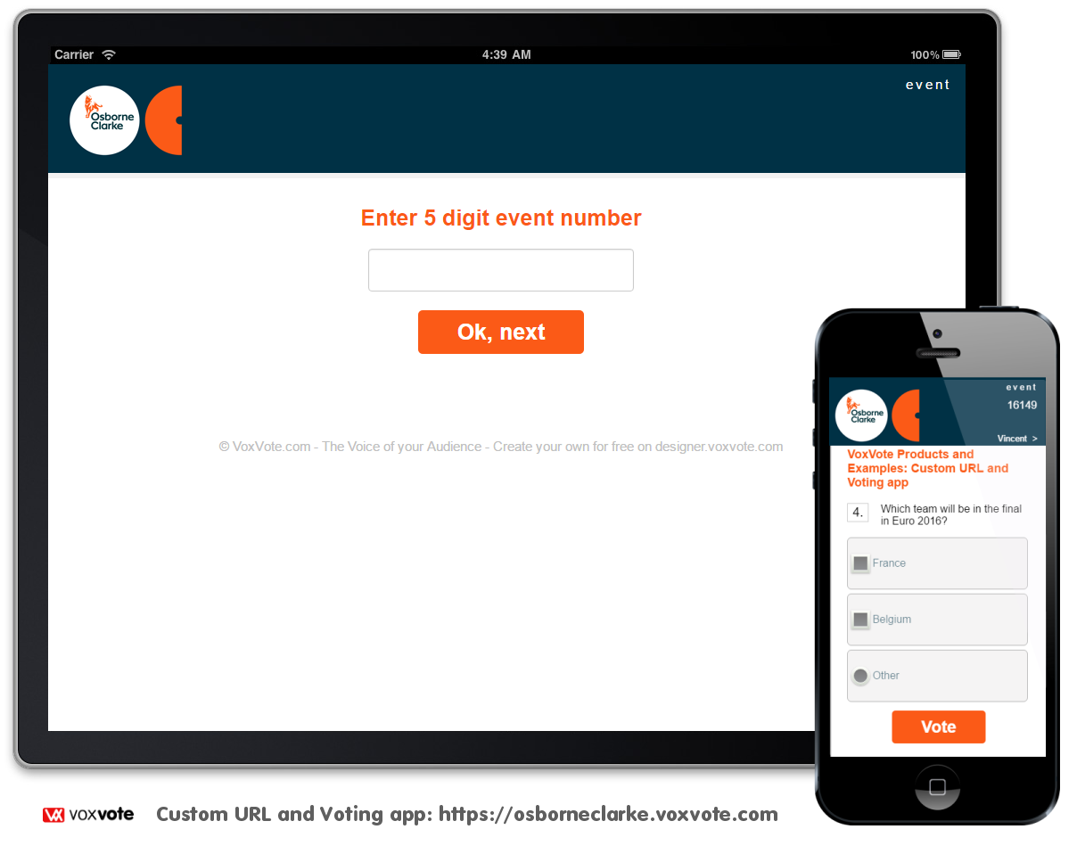 VoxVote Custom URL - voting screen and Smarptphone Responsive