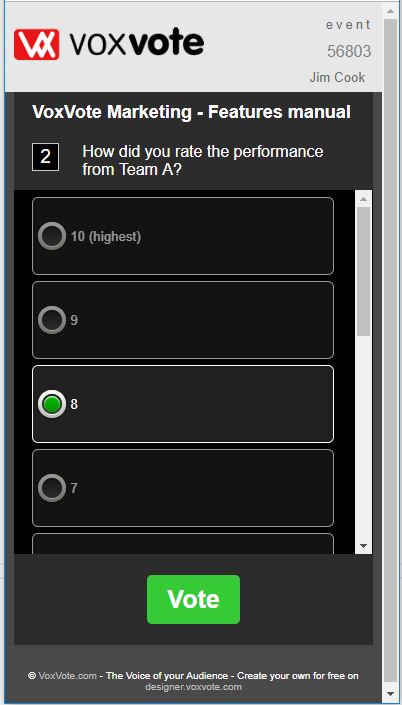 VoxVote Weighted Average question - question view